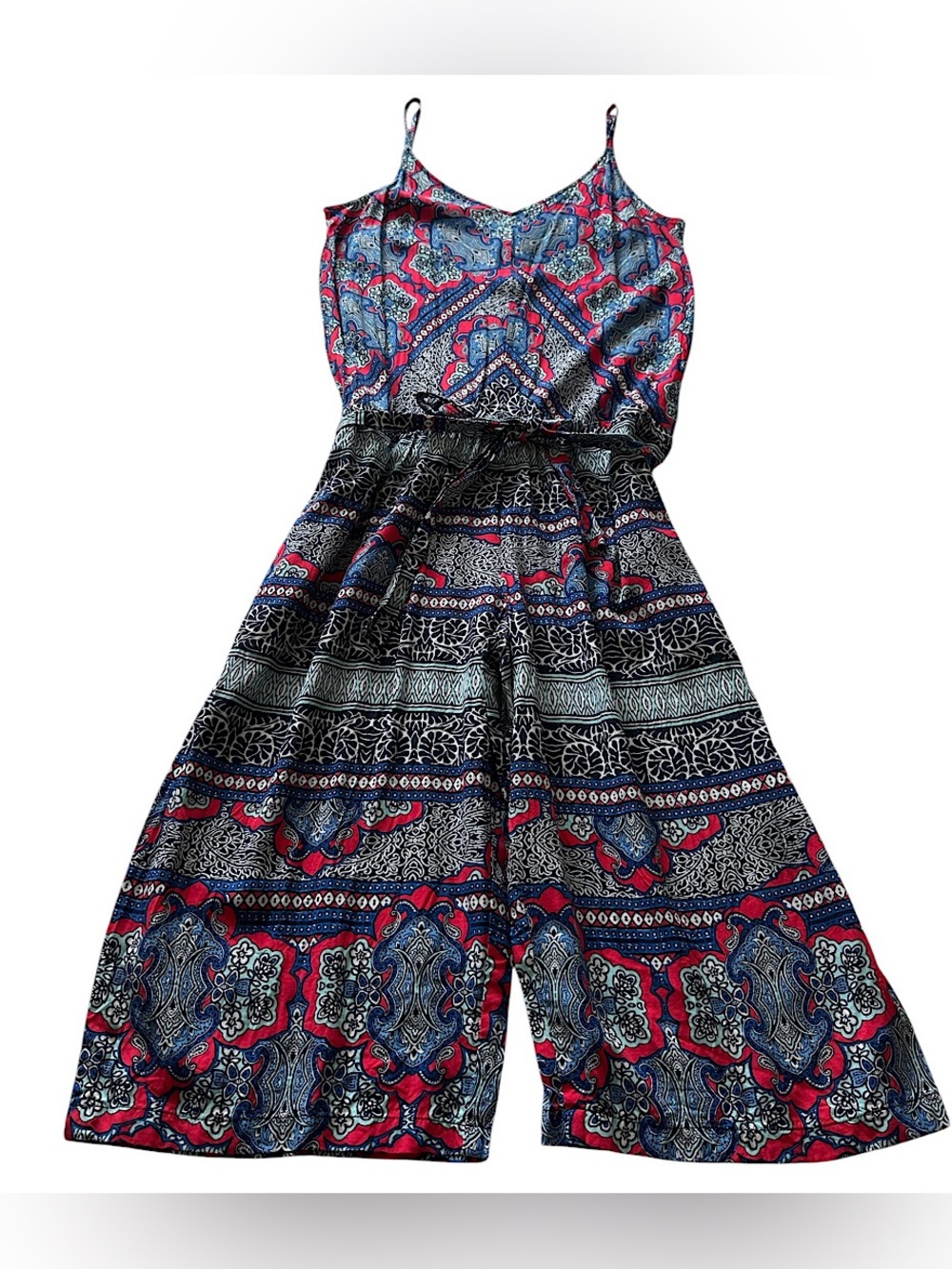 Tommy Bahama Women's Riviera Tiles Cropped Jumpsuit Wide Leg Size L Beachy